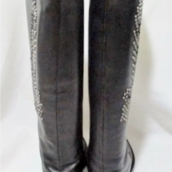 Jimmy Choo Black Over the Knee Boots with Silver Accents - Picture 5 of 8